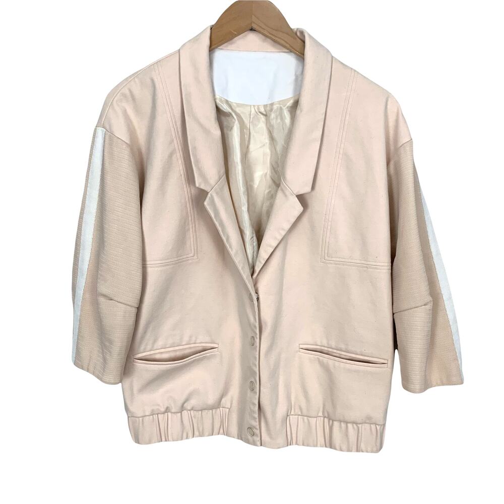 Ulease Tieai U/TI Pink Mesh Mixed Media Bomber Jacket Blazer 170/88Y S Small